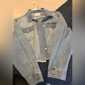 Denim Cropped Two-Tone Jacket